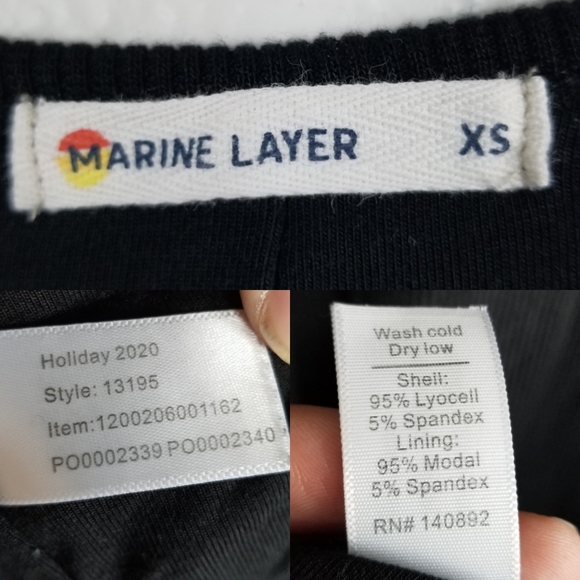 Marine Layer Lexi Black Rib Knit Bodycon Midi Minimalist Slimming Dress Size XS - Picture 11 of 12